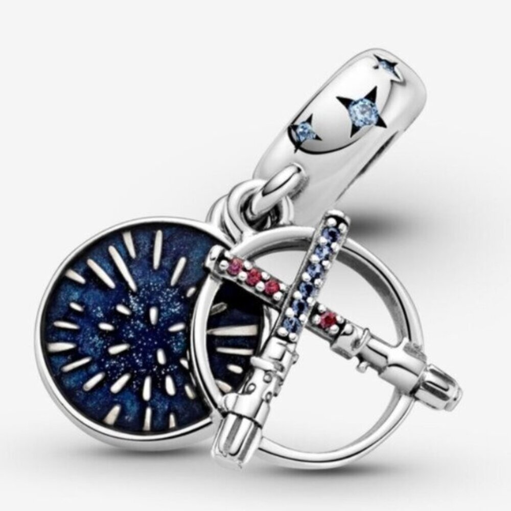 Pandora Star Wars Lightsaber Double Dangle Charm